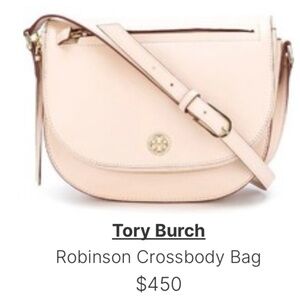 AUTHENTIC Tory Burch light oak/blush leather brody saddle bag